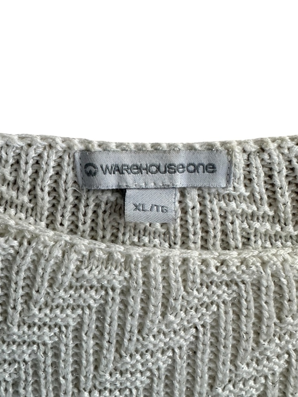 Warehouse One Cream Knit Dolman Sleeve Sweater | Silver Thread | XL - Picture 4 of 11